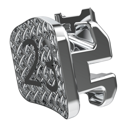 ICON self ligating bracket sandblasted base tooth number laser etched